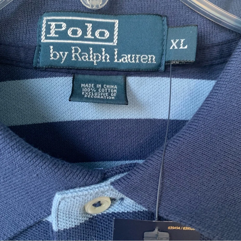 Polo by Ralph Lauren (XL) (NWT) Blue Stripe w/yellow embroidered Polo Horse - Picture 4 of 9